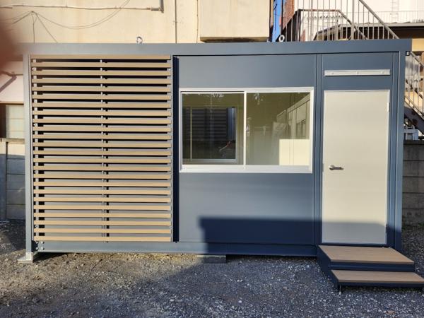 埼玉県朝霞店/展示場の新棟ユニットハウス・プレハブ・コンテナハウス47MSL(3.02坪)の本体の外観