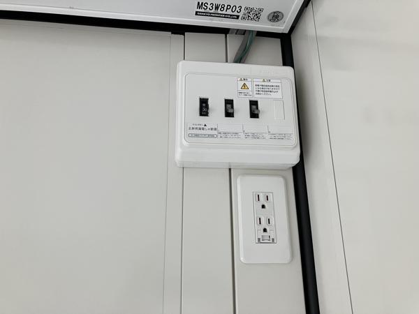愛媛県新居浜店/展示場の新棟ユニットハウス・プレハブ・コンテナハウス38MSL(2.43坪)の各設備の分電盤