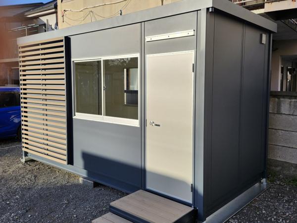 埼玉県朝霞店/展示場の新棟ユニットハウス・プレハブ・コンテナハウス47MSL(3.02坪)の本体の外観
