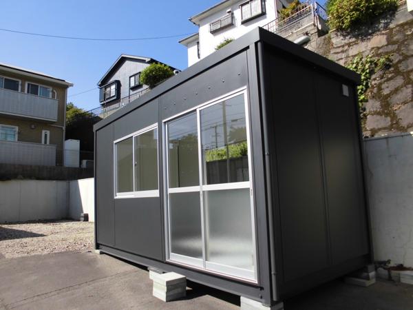 鹿児島県鹿児島出張所/展示場の新棟ユニットハウス・プレハブ・コンテナハウス47MSL(3.02坪)の本体の外観