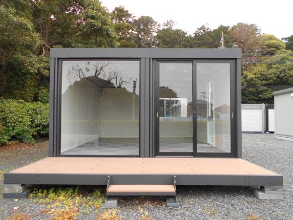 茨城県鹿嶋店/展示場の新棟ユニットハウス・プレハブ・コンテナハウス57MS1 SOHO(7.62坪)の本体の外観